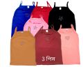 (3 Pcs) Kid Girls Summer Cotton Cami Tops  Girls Multicolor Cotton Tops  Beat Quality - কুর্তি মেয়েদের. 