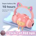 RGB Unicorn Kids Wireless Headphones With Mic,Control RGB Light Girls Music Stereo Earphone Mobile Phone Children's Headset Gift. 