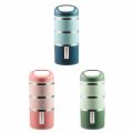 Tedemei 3 layers 1.43L with handle portable leak-proof Filled PU Foam inner stainless steel bowl student bento lunch box. 
