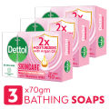 Dettol Soap Skincare Pack of 3 (70gm X 3), Bathing Bar Soaps with Moisturizers. 