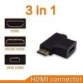 3 in 1 Mini HDMI and Micro HDMI Male to HDMI Female Adapter- 3 Pieces.