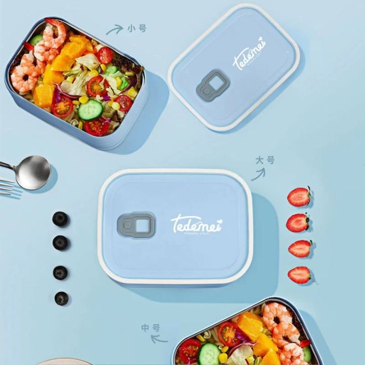 304 stainless steel lunch box student canteen single layer portable lunch box office worker lunch portable lunch box