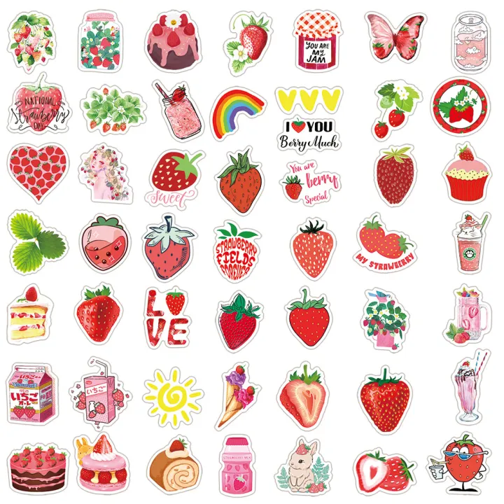 50pcs%20Cute%20Sweet%20Strawberry%20Stickers%20Notebook%20Scrapbooking%20Aesthetic%20Cartoon%20Sticker%20Ins%20Style%20Candy%20Vinyl%20Decals%20for%20Kids%20Girl%20-%20Image%205