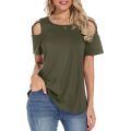Women Summer Short Sleeve Strappy Cold Shoulder Tee Shirt Tops Blouses Fashion Female Off Shoulder Casual Daily Blouse Crop Top.
