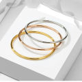 Douyin European and American simple gold titanium steel 3mm coil bracelet cold wind women's thin round wire plain ring bracelet.