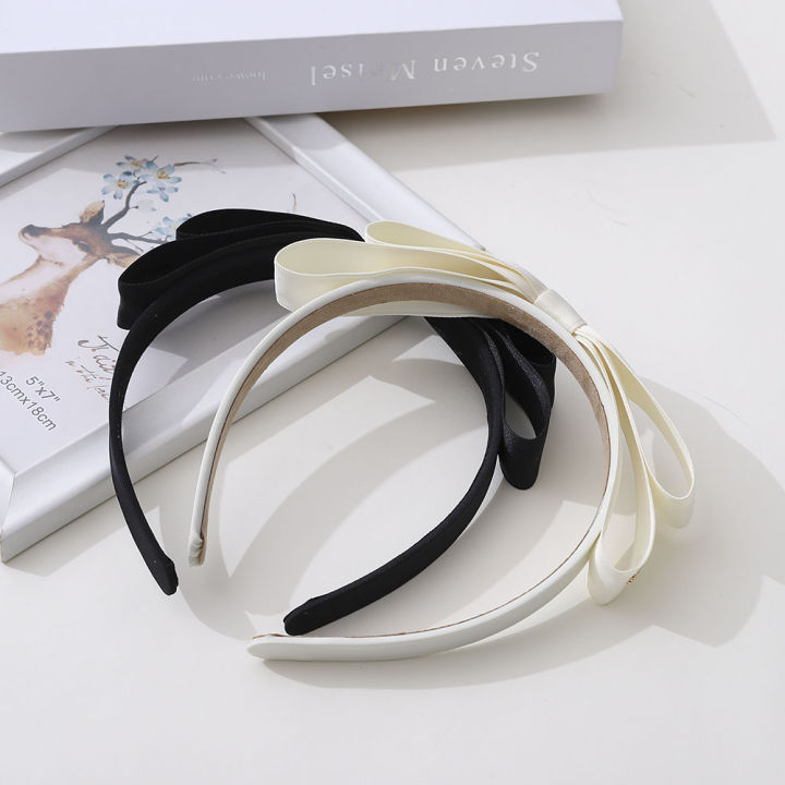 Fashion Bow Black Narrow Side Fine Hair Band Girls Delicate Simple