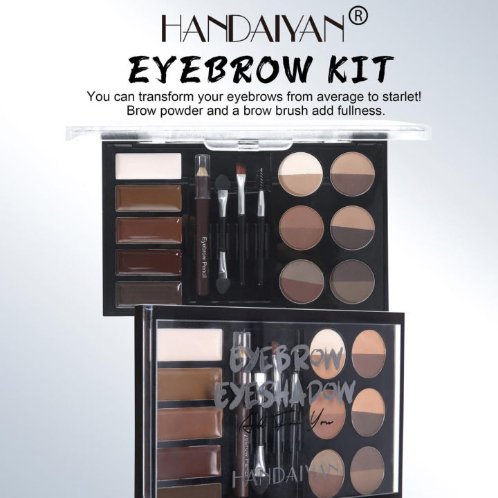 HANDAIYAN-12 Colors Eyebrow Makeup Plate Natural Long Lasting Brown Kit