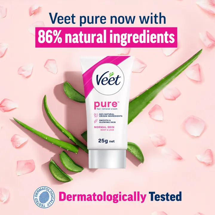Veet%2025gm%20Normal%20Skin%20Hair%20Removal%20Cream%20for%20Body%20&%20Legs,%20Freshest%20Smell%20with%20Organic%20Aelo%20Vera%20and%20Rose%20Extract,%20Dermatologically%20Tested%20-%20Image%203