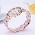 Women's men's luxury rhinestone stainless steel watch quartz analog wristwatch.