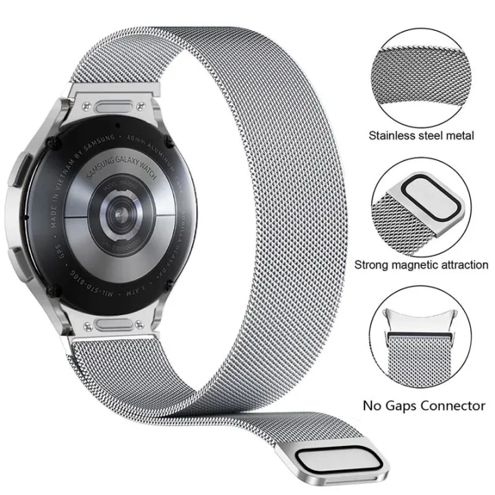 Samsung Galaxy Watch 6, 5, 4 Milanese Metal Strap No Gap Quick Fit Magnetic Band for 40mm, 44mm, 45mm, 47mm Models