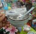 Cute Baby Stainless Steel Feeding Bowl with Handles & Spoon - 1ps [Color as per stock]. 