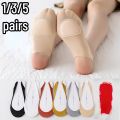1/3/5 Pairs Invisible Boat Socks Women Summer Silicone Non-Slip Socks for High Heels Shoes Ice Silk Thin Half-Palm Suspender New.
