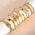 Wholesale Custom 18k Gold Plated Stainless Steel Bijoux Acier Inoxydable bracelets for woman.