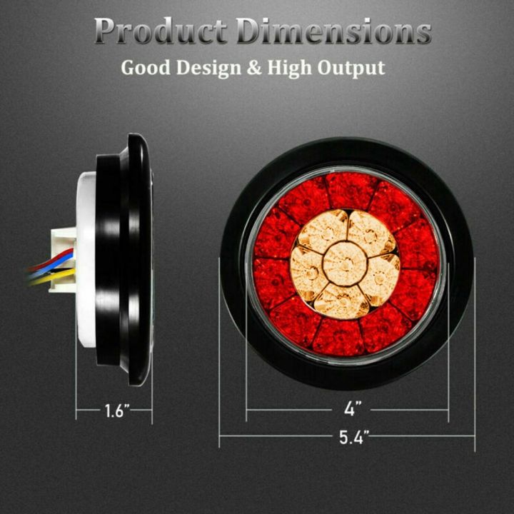 2X%20Round%204Inch%20Red/Amber%20LED%20Truck%20Trailer%20Tail%20Lights%20Brake%20Lights%20-%20Image%206