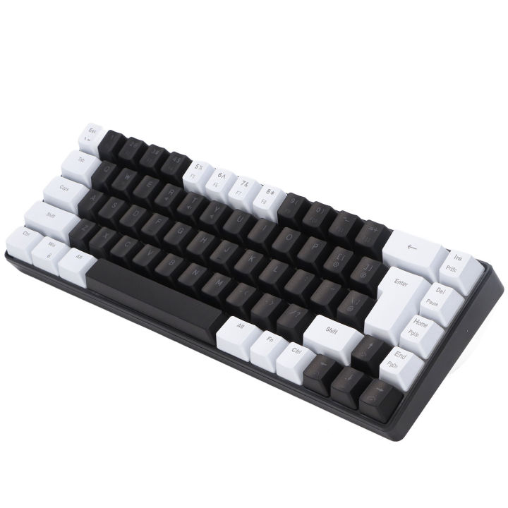 Membrane Gaming Keyboard 68 Keys RGB Backlit Ergonomic USB Interface Computer Keyboard for Win System Office Family White Black