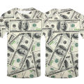 Money Dollar Bill Graphic 3D Printed T-Shirt Men Short Sleeve Crew Neck Tee Top. 