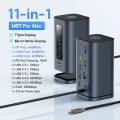 Baseus USB C Hub to DP 4K@60Hz HDMI DisplayPort 11-IN-1 Docking Station Triple Display RJ45 PD 100W For Window Mac USB 3.1 HUB. 
