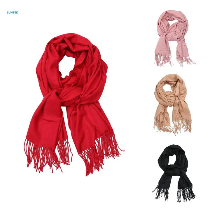 Womens%20Long%20Large%20Pashmina%20Shawl%20Wrap%20Scarf%20in%20Solid%20Colors%20Khaki%20-%20Image%205