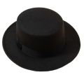 Hat Women's Woolen Top Hat Autumn and Winter Black Vintage Gentleman English Style Flat Top Stage Accessories Top Hat.