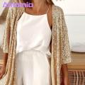 Shining Sequins Outwear Sparkling Sequin Party Cardigan Stylish Loose Fit Jacket for Women Perfect for Autumn Winter Events Southeast Asian Buyers' Favorite Front Placket Design Women Coat.