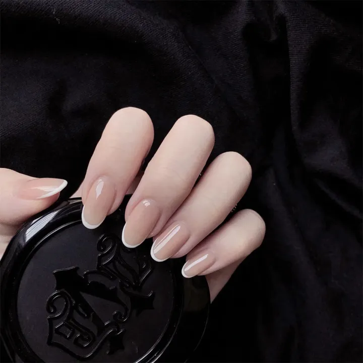 24pcs%20French%20Almond%20Head%20False%20Nails%20White%20Line%20Cross%20Set%20Nails%20Full%20Coverage%20Art%20Press%20on%20Nail%20with%20Nails%C2%A0Accessories%20T%20-%20Image%203