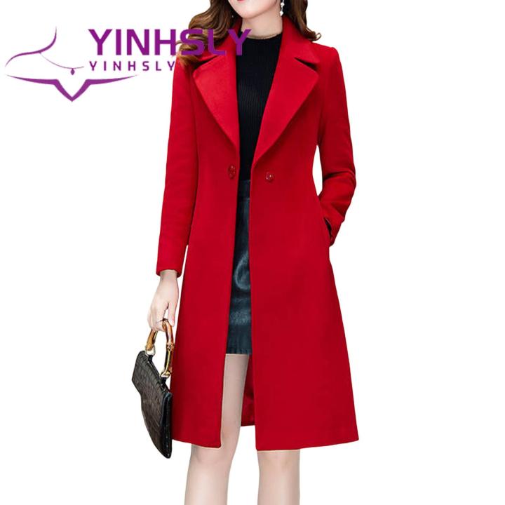 Ladies%20Coat%20Long%20Sleeve%20Slim%20Fit%20Single%20Button%20Woolen%20Coat%20-%20Image%203