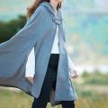 Women Cape Coat Retro Women's Cape Coat with Hood for Winter Warmth Style Knee-length Shawl Cloak with Single-button Closure.