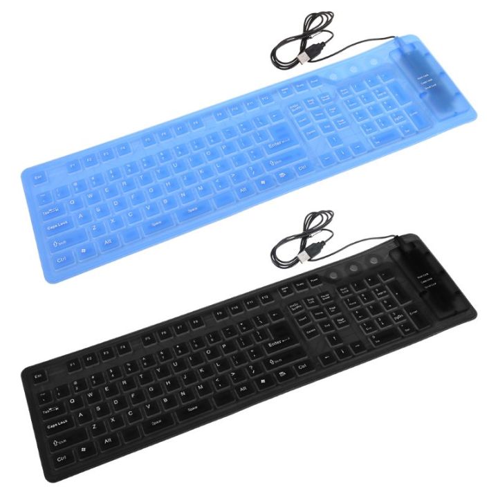 109 Keys USB Silicone Rubber Waterproof Flexible Foldable Keyboard For PC Blue Drop Shipping