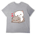 Cute Mochi Peach Cat Milk Goma Cartoon T Shirts Men Women's Cotton Funny T-Shirts O Neck Tees Short Sleeve Clothing Gift Idea. 