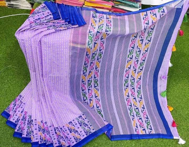 New Screen Print Half Silk Saree For Woman