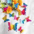 Rainbow 3D Colorful Glitter Butterfly Wall Stickers 12PCS Kids Room Bedroom Fridge Decal Self Adhesive Butterflies Home Decor.