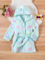 Children's dressing gown, flannel, small children's treasure, baby, boys, thickened girls' coral velvet pajamas, autumn and winter, four seasons bathrobe.