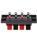2Pcs- 4-WAY Speaker Terminal Block 4 Way Connector Vertical Amplifier PCB Mount 4 Positions Cables Jointing Clamp Test Clip Stereo Strip Shape Push Release Plate 2 Black 2 Red. 