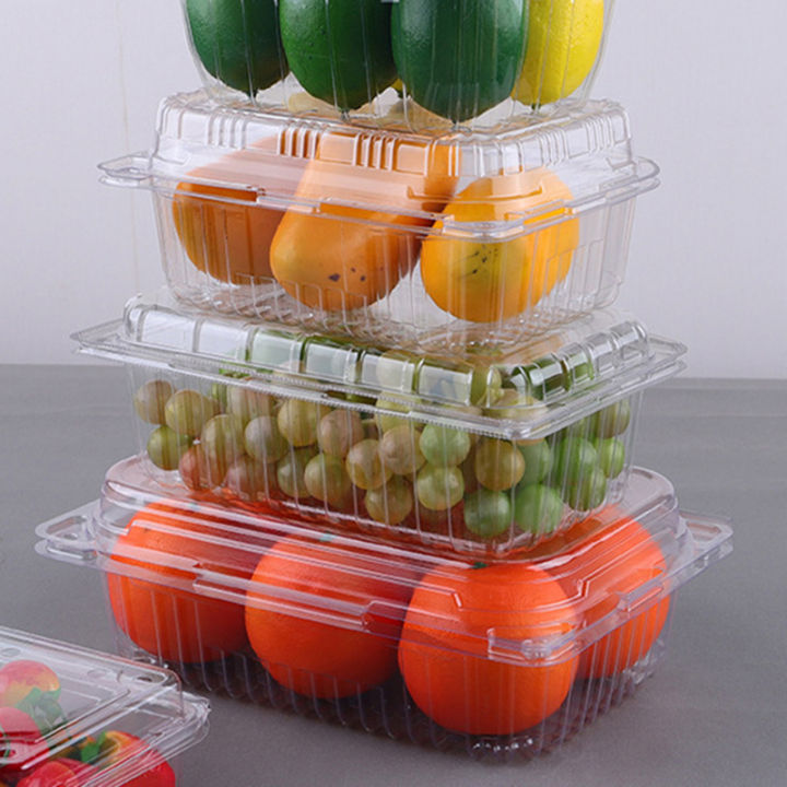 100pcs Transparent Plastic Packaging Box Disposable Fruit Box Food Preservation Takeaway Pastry Cake Snack Packaging Box Bayline