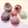 7pcs/set Silicone Building Block Baby Silicone Toy Stacking Cups Hourglass Toys Silicone Stacked cups Baby Educational Toys.