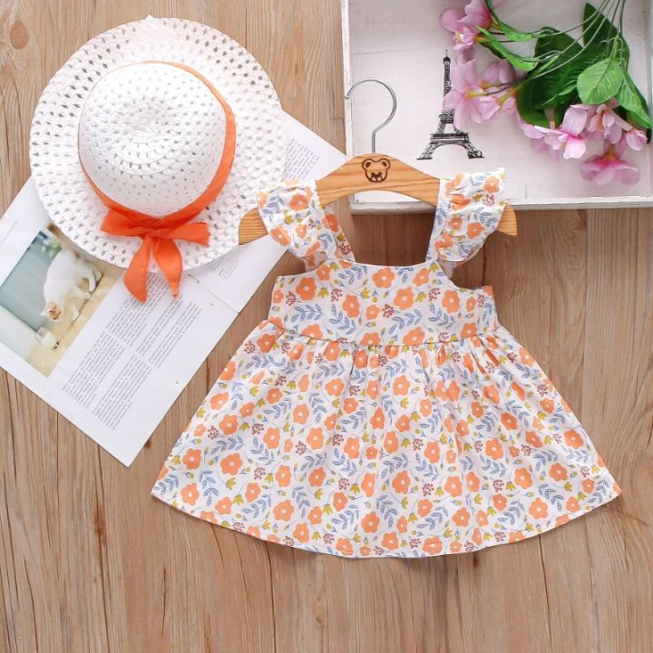 New%20Girls%20Dress%202024%20Summer%20Kids%20Clothes%20Girl%20Children's%20Lace%20Sleeveless%20Solid%20Color%20Big%20Bow%20with%20Hat%20Floral%20Slip%20Dress%20-%20Image%203
