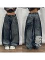 Gothic Y2K Baggy Jeans for Women Hip Hop Streetwear Blue Jeans Women Graphic Retro Jeans 90s Pants Harajuku High Waist Trouser. 