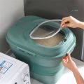 Food Container Box Dry Pet Food Storage Feeder Bag Moisture Proof Seal Airtight With Measuring Cup Kitten Litter Product - Green. 