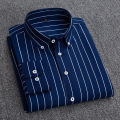 Mens Dress Shirts Striped Long Sleeve Spring Autumn Smart Casual Business Non-Ironing Slim Fit Formal Men's Shirt Blue White. 