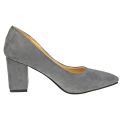 Aphixta Shoes Square Heel Women Pointed Toe Pumps Fashion Gray High Heels Flock Leather Black Party Shoes Plus Big size 47 48 50. 