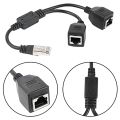Ethernet Network Extension Cable Adapter-2 * Ethernet Splitter Cable-black.