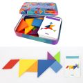 Wooden Tangram Puzzle Montessori Pattern Block Stacking Challenge IQ Toy.