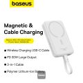 Baseus 10000mAh Magnetic Mini Wireless Fast Charge Power Bank 30W With Built-In Type-C Cable.
