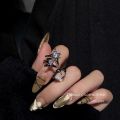Three-Piece Crystal Gemstone Ring for Women ins Trendy Special-Interest Design High-Grade Open Middle Finger Wear Opal Moonstone.