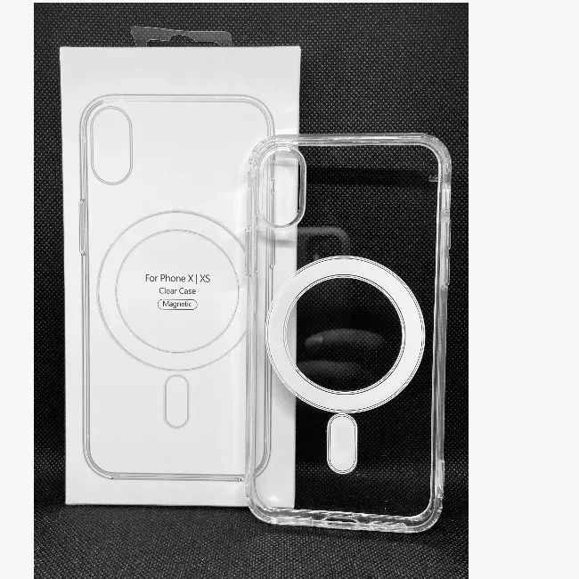 For iPhone x/xs Magsafe Magnetic Wireless Charging Case Clear Shockproof Soft Silicone Protect Back Cover