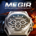 MEGIR 4220 Luxury Men’s Stainless Steel Sports Watch | Chronograph, Leather Strap, Waterproof. 