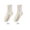 Socks for Women Ruffle Cotton Middle Tube Ankle Short Breathable Black White Set Spring Autumn Winter.