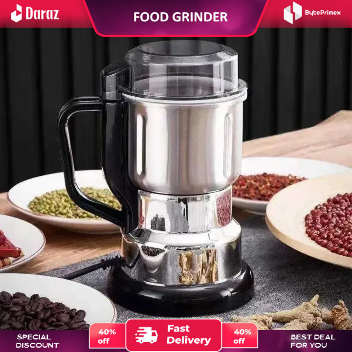 Food Grinder/ Coffee Grinder High Power Multifunctional Electric Stainless Steel Food GrinderElectric Mini Spice Grinder Add 6 Blades, Stainless Steel Grinding Fine Powder for All Kinds of Grains, Condiments, Coffee Beans