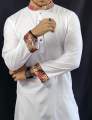 Look Stylish in a Semi-Long Printed Punjabi for Men - A Very Comfortable and Fashionable Choice That's Easy to Clean..