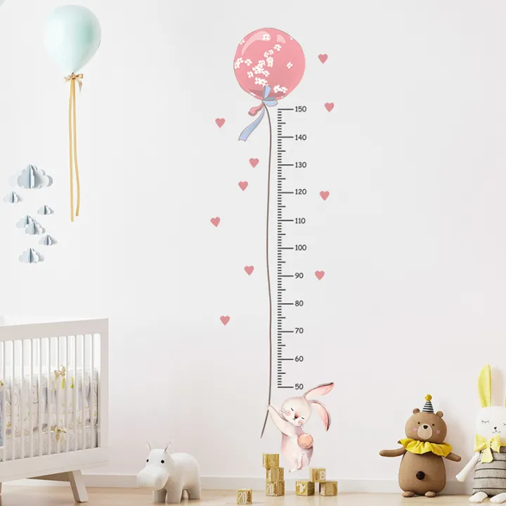 Balloon%20Rabbit%20Wall%20Stickers%20For%20Baby%20Girls%20Room%20Kids%20Room%20Height%20Ruller%20Grow%20Up%20Chart%20Height%20Measurement%20Wall%20Decals%20-%20Image%203